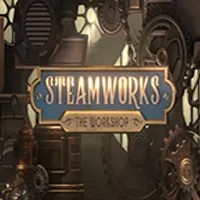 Steamworks The Workshop slot logo by Peter & Sons at Stake Casino