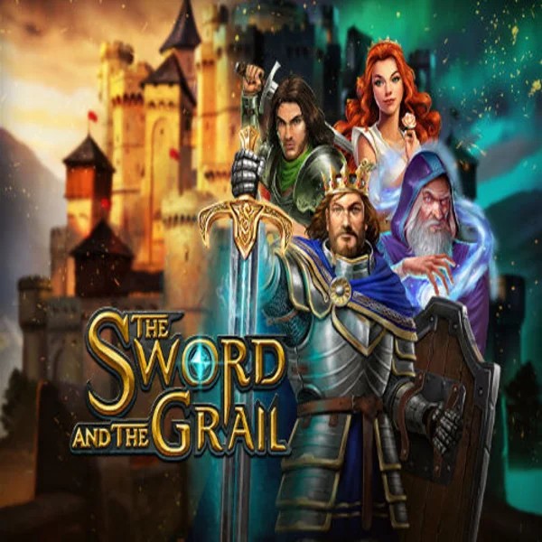 The Sword and the Grail slot logo by Play'n GO at Stake Casino